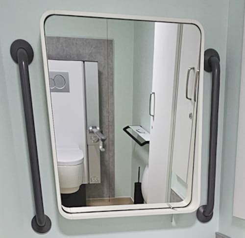 HEWI adjustable tilting bathroom mirror