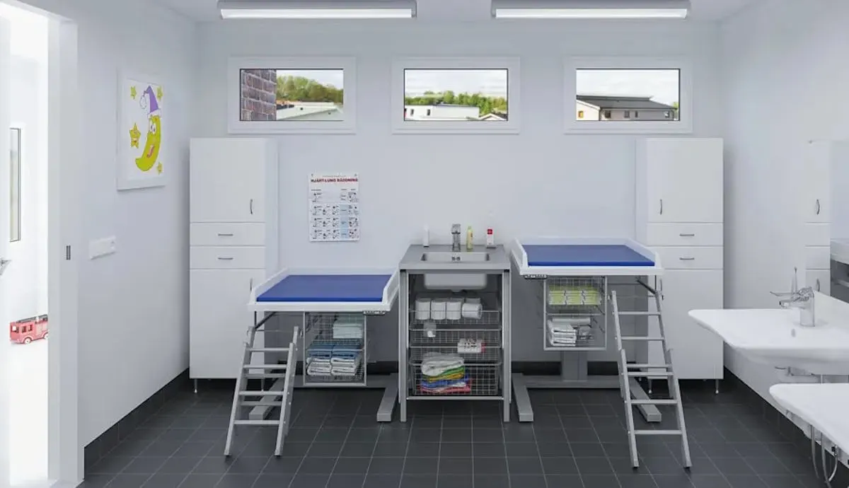 Granberg combined changing table and washing bench workstation