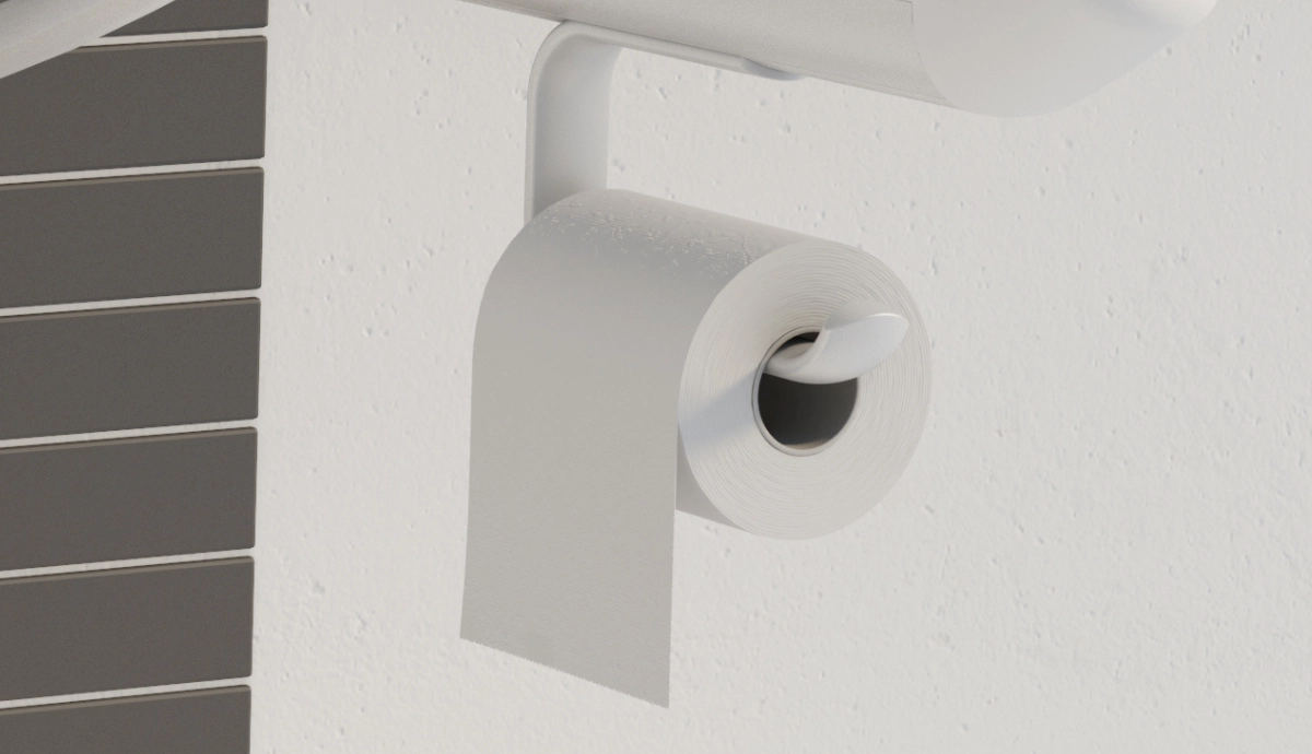 Accessible toilet roll holder integrated with a support rail