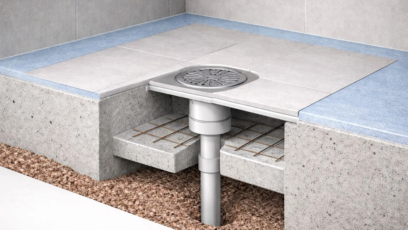 Purus vertical bottom outlet wet room floor gully