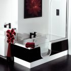 Renaissance Talis 1700x800mm Walk-in Easy Access Bath, High Gloss Black MDF Panels, Left-handed - Optional Accessories