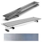 Purus Channel 100, SS Channel Drain, End Outlet, 800-2500mm Lengths - Chess Grid for Vinyl Floors