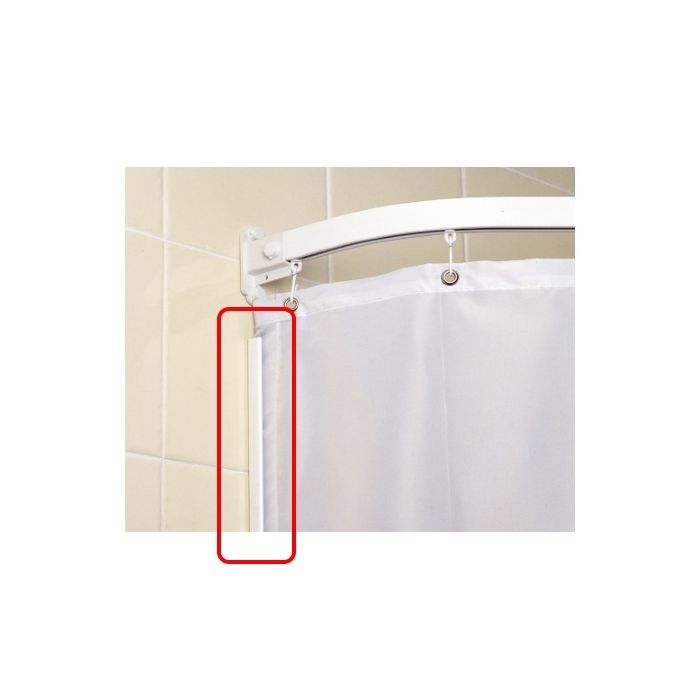 Contour White Captive Shower Curtain, Long Length Shower Curtains Uk