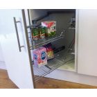 Hafele Pull and Swing Corner Storage Unit, 800-1000 mm CAB, 4x Linear Silver Wire Baskets - Left