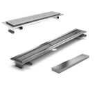 Purus Channel 100 Linear Stainless Steel Drain, Chess Grid for Tiled Floors, Central Outlet, 800-2500mm Lengths