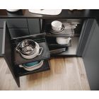 Vauth-Sagel VS COR Fold - Swing Out Corner Storage, Premea Lava Grey Solid Base & Wire Baskets - Left
