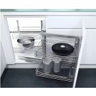 Vauth-Sagel VS COR Fold - Swing Out Corner Storage, Saphir Mesh Chrome Wire Baskets, 800-1000 mm CAB - Right
