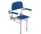 AKW 1000 Series Standard Shower Seat with Padded Blue Seat & Blue Arms