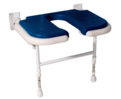 AKW 4000 Series Extra Wide Horseshoe Fold-Up Shower Seat - Blue Padded Seat