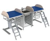Granberg Height Adjustable Changing Table 332 - Combination 2, Washing Bench Center, Border 20 cm