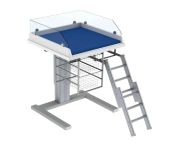 Granberg Baby Changing Table 333, Height ADJ, Border Height 200mm - Ladder Right, Mattress & Wire Baskets - 800x800mm