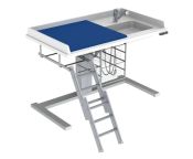 Granberg Baby Changing Table 333, Height ADJ, Border Height 50mm - Ladder Left, Sink Right, Mixer Tap, Mattress & Wire Baskets - 1400x800mm