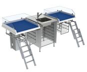 Granberg Height Adjustable Changing Table 335 - Combination 2, Washing Bench Center, Border 20 cm