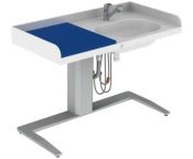Granberg CARE 343, Height ADJ, Corian Changing Table, Bathtub Right, Mixer Tap & Mattress - 1400x700mm