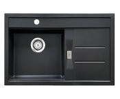 Granberg Granite Kitchen Sink ESG-4001BL – 780 × 500 × 120 mm, Left-Hand Bowl / Right-Hand Drainer – Black Quartz Composite