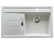 Granberg Granite Kitchen Sink ESG-4001BR – 780 × 500 × 120 mm, Right-Hand Bowl / Left-Hand Drainer – White Quartz Composite