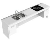 Granberg Sidelift 6400 Combi Kitchen Module 6400-ES30S4, White LAM Worktop, w/ CAB Left & Right - White, RAL 9003