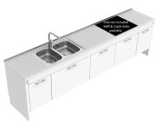 Granberg Sidelift 6400 Combi Kitchen Module 6400-ES30S4, White LAM Worktop, w/ CABS under Entire Lift - White, RAL 9003