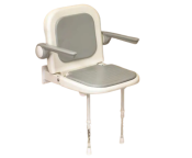 AKW 4000 Series Grey Padded Extra Wide Fold-Up Shower Seat with Back and Grey Arms