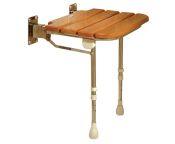 AKW Fold-up Wooden Slatted Shower Seat with Support Legs