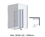 AWS Liberation RH Fixed Glass Panel, with Full Height Door - Custom Size (A) Min. 500, Max. 1000mm
