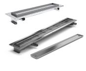 Purus Channel 100 Linear Stainless Steel Drain, Tile Insert, End Outlet, 800-2500mm Lengths