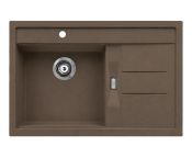 Granberg Granite Kitchen Sink ESG-4001BL – 780 × 500 × 120 mm, Left-Hand Bowl / Right-Hand Drainer – Brown Quartz Composite