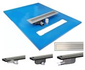 Maxxus Linear Former, Microcement Wetroom Kit with Purus Living Linear Drain, Silver Grid - Choice of Size
