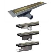 Purusline Living 800mm Linear Drain, Brushed Brass Frame & Tile Insert - Outlet Choice