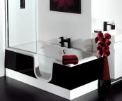 Renaissance Talis 1700x800mm RH Walk-in Easy Access Bath, Gloss Black Panels - OPT Accessories