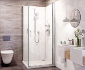 Roman Innov8 Pivot Door, w/ Fixed Side Panel for Corners 760-900mm