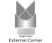 Showerwall External Corner Trim - 2450mm Length - Bright Silver Finish
