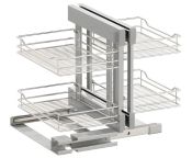 Vauth-Sagel VS COR Flex - Pull Out Corner Unit, Classic Chrome Linear Wire Baskets, for 900-1000 mm CAB - Unhanded