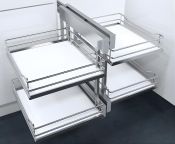 Vauth-Sagel VS COR Flex - Pull Out Corner Unit, Premea White Solid Base & Chrome Wire Baskets, for 900-1000 mm CAB - Unhanded