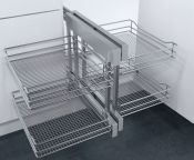 Vauth-Sagel VS COR Flex - Pull Out Corner Unit, Saphir Chrome Mesh Baskets, for 900-1000 mm CAB - Unhanded