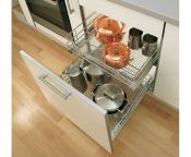 Vauth-Sagel VS SUB, 2x Pull Out Chrome Wire Mesh Storage Baskets, with Front Door Fixing, for 400-600 mm Cabinets