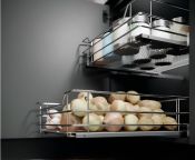 Vauth-Sagel VS SUB, 2x Pull Out Chrome Wire Mesh Storage Baskets, for 400-600 mm Hinged Door Cabinets