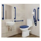 AKW - Standard Close-Coupled Doc M Pack 5, TMV3 Tap (Smooth Stainless Steel, Epoxy coated Blue Rails shown)