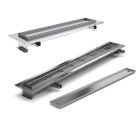 Purus Channel 100 Linear Stainless Steel Drain, Tile Insert, End Outlet, 800-2500mm Lengths