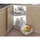Hafele Nuvola Corner Pull Out Shelving Unit, 2x White Base Polished Chrome Rail Shelves, 800-1000 mm CAB - Right