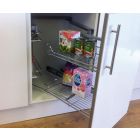 Hafele Pull and Swing Corner Storage Unit, 800-1000 mm CAB, 4x Linear Silver Wire Baskets - Right