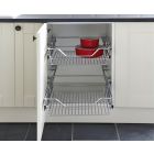 Hafele Pull Out Storage Basket Set, 2x Linear Chrome Wire Baskets, for 300-600mm Cabinet Widths