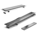 Purus Channel 100 Linear Stainless Steel Drain, Chess Grid for Tiled Floors, End Outlet, 800-2500mm Lengths