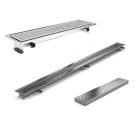 Purus Channel 100 Linear Stainless Steel Drain, Vinyl Chess Grid, End Outlet - 800-2500mm Lengths