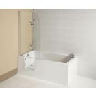 Renaissance Lenis 1700x750mm Walk-in Bath, White Front Panel, Glass Screen, Shower System, Overflow Filler & Click Clack Waste, Left Handed -- Installed Example