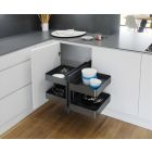 Vauth-Sagel VS COR Flex - Pull Out Corner Unit, Planero Lava Grey Baskets, for 900-1000 mm CAB - Unhanded