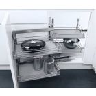 Vauth-Sagel VS COR Fold - Swing Out Corner Storage, Premea Grey Solid Base with Silver Wire Baskets - Left