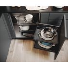 Vauth-Sagel VS COR Fold - Swing Out Corner Storage, Premea Lava Grey Solid Base and Wire Baskets, 800-1000 mm CAB - Right