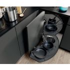Vauth-Sagel VS Cornerstone Swing Pull Out Shelving Unit, Premea Lava Grey Solid Base with Wire Rails, 800-1200mm Cabinet - Unhanded