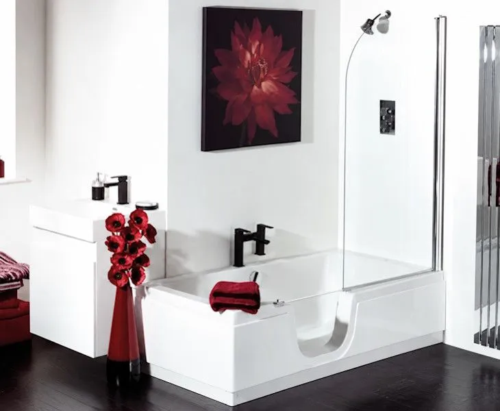 Renaissance Valens P-shaped walk-in shower bath